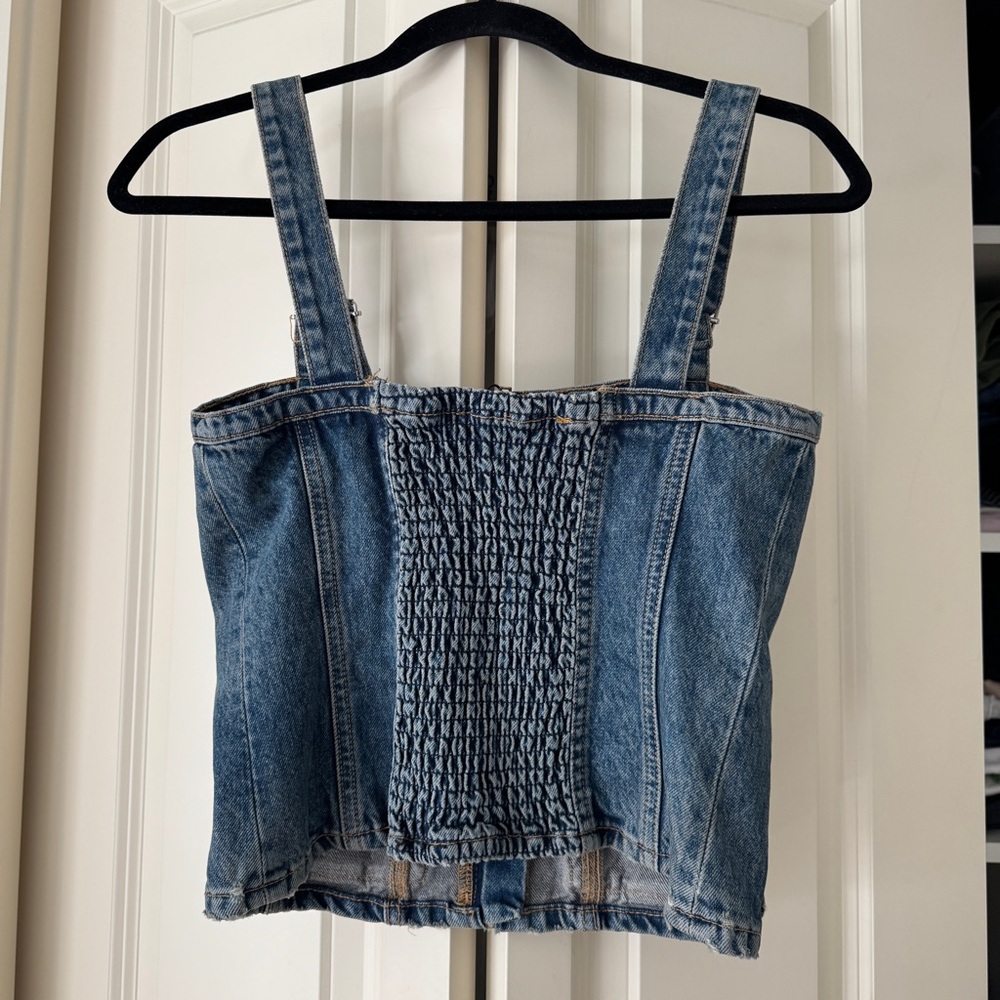 NEW with tags Zara denim cargo pockets zippered top S - Picture 4 of 5